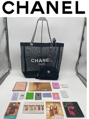 Chanel GWP Mesh Tote Bag Silver Hardware With Samples